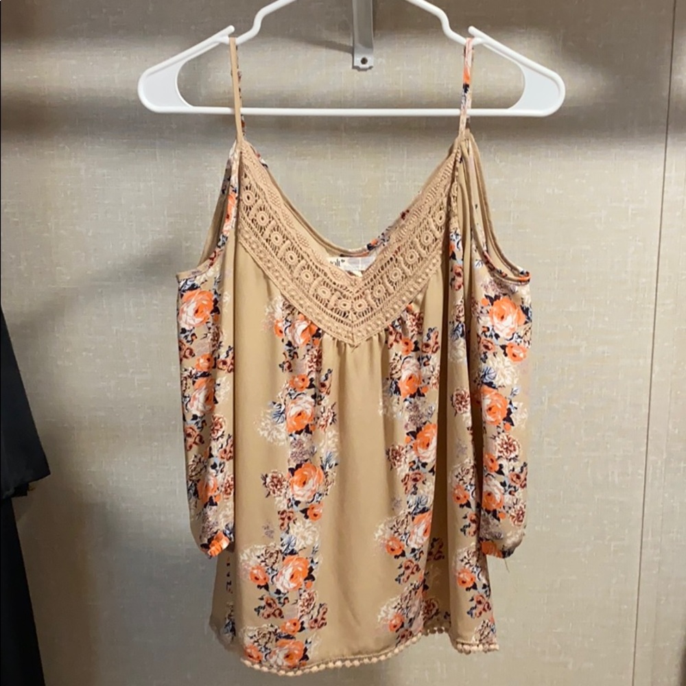 Cold Shoulder Flowered Blouse